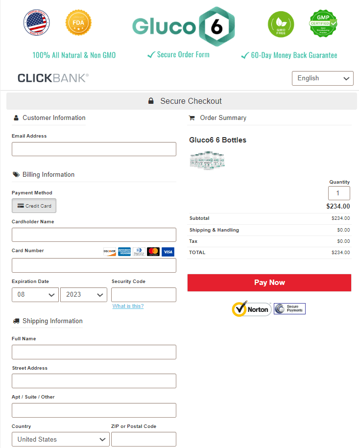 gluco6 order page
